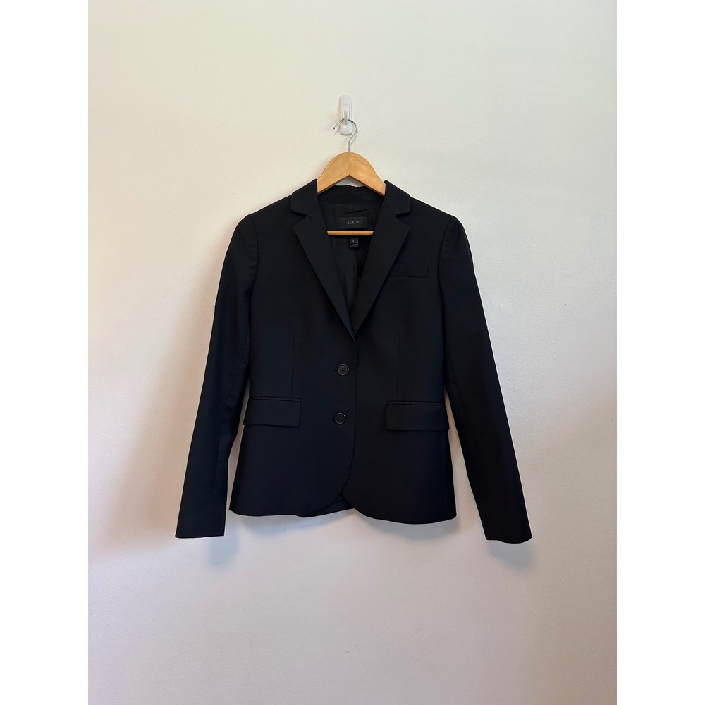 J.‎ Crew Black Super 120s Wool Two-Button Blazer Jacket in Black | Size 6